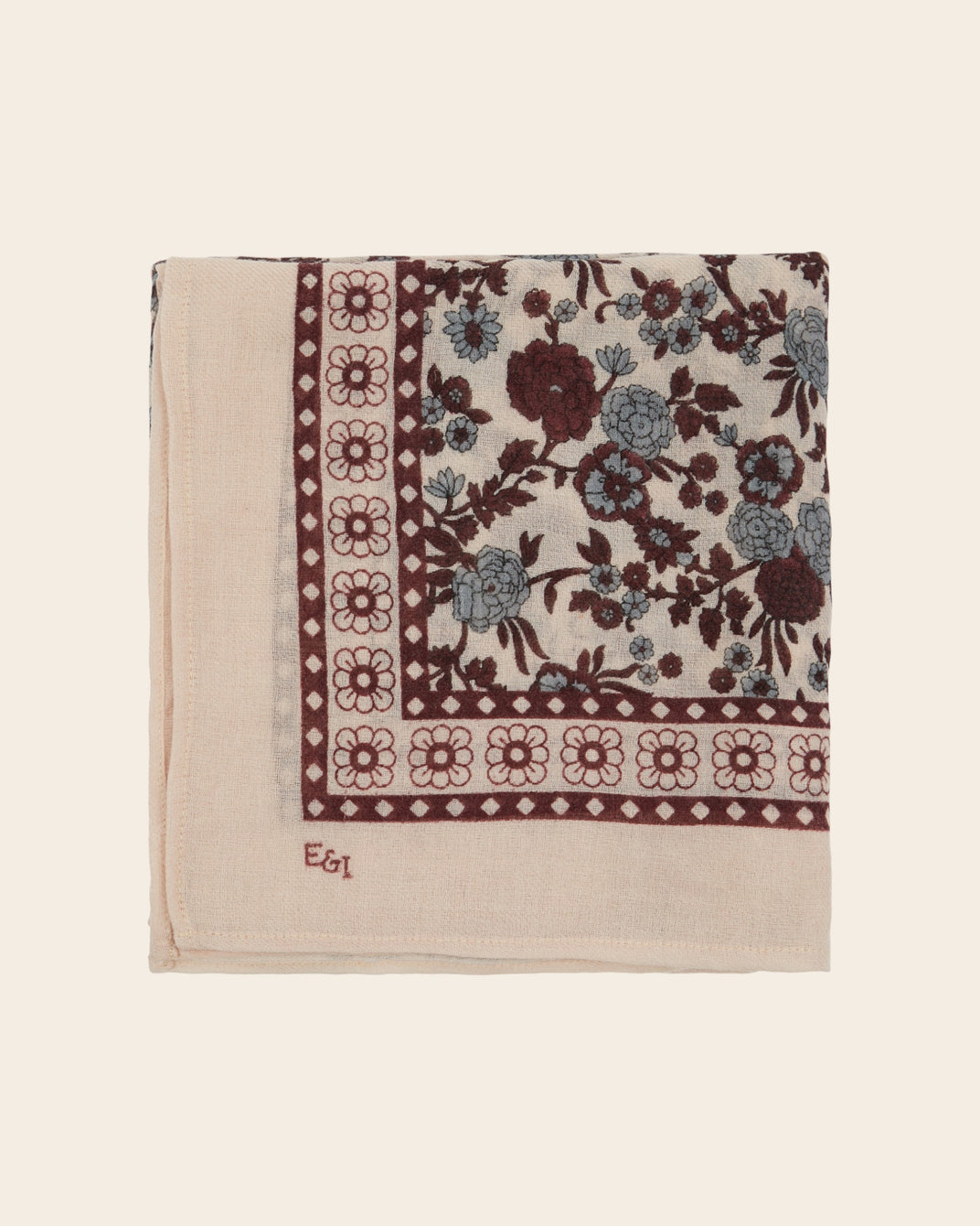 Grand foulard - Prune et rose fleuri