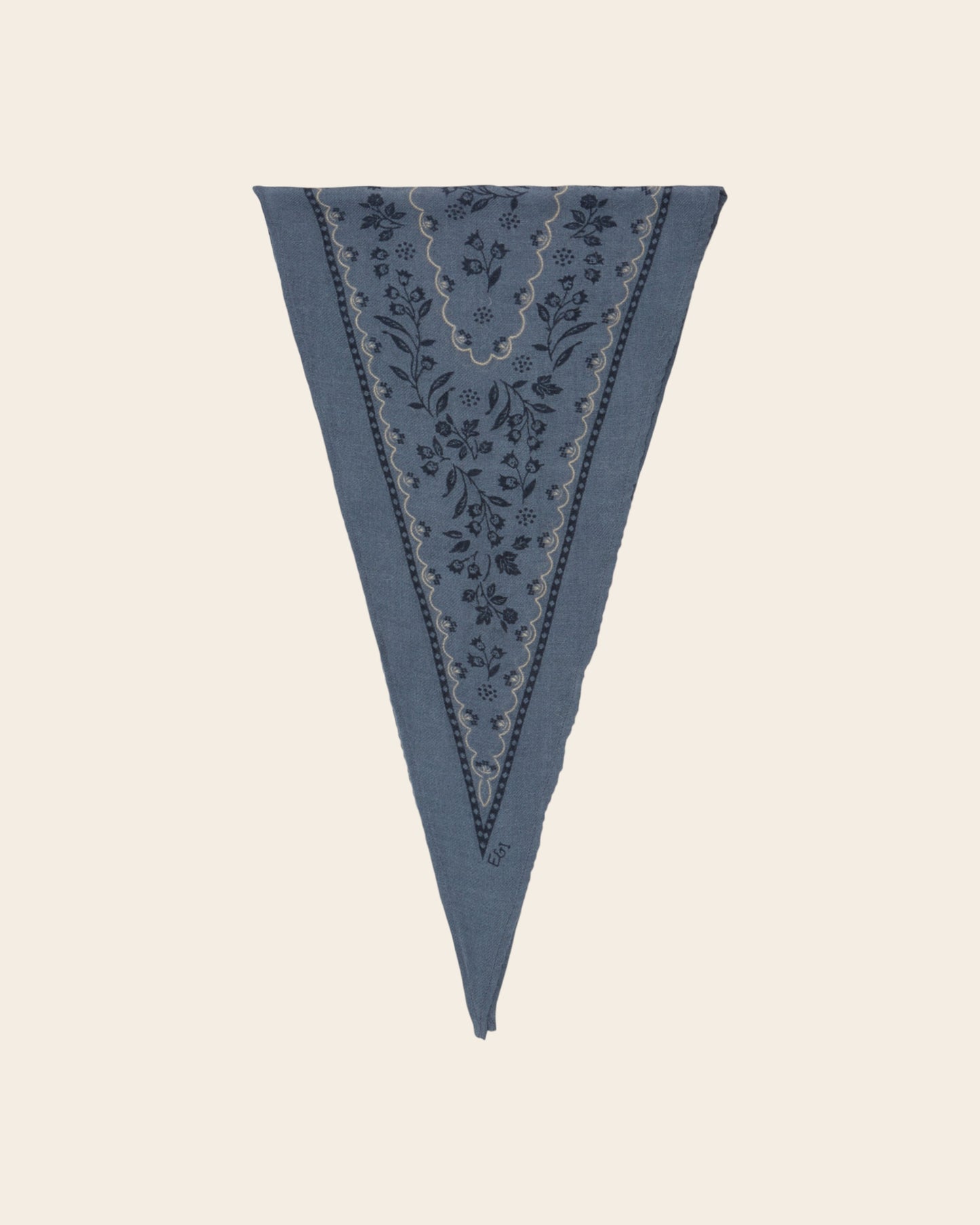 Foulard à nouer - Bleu gris fleuri