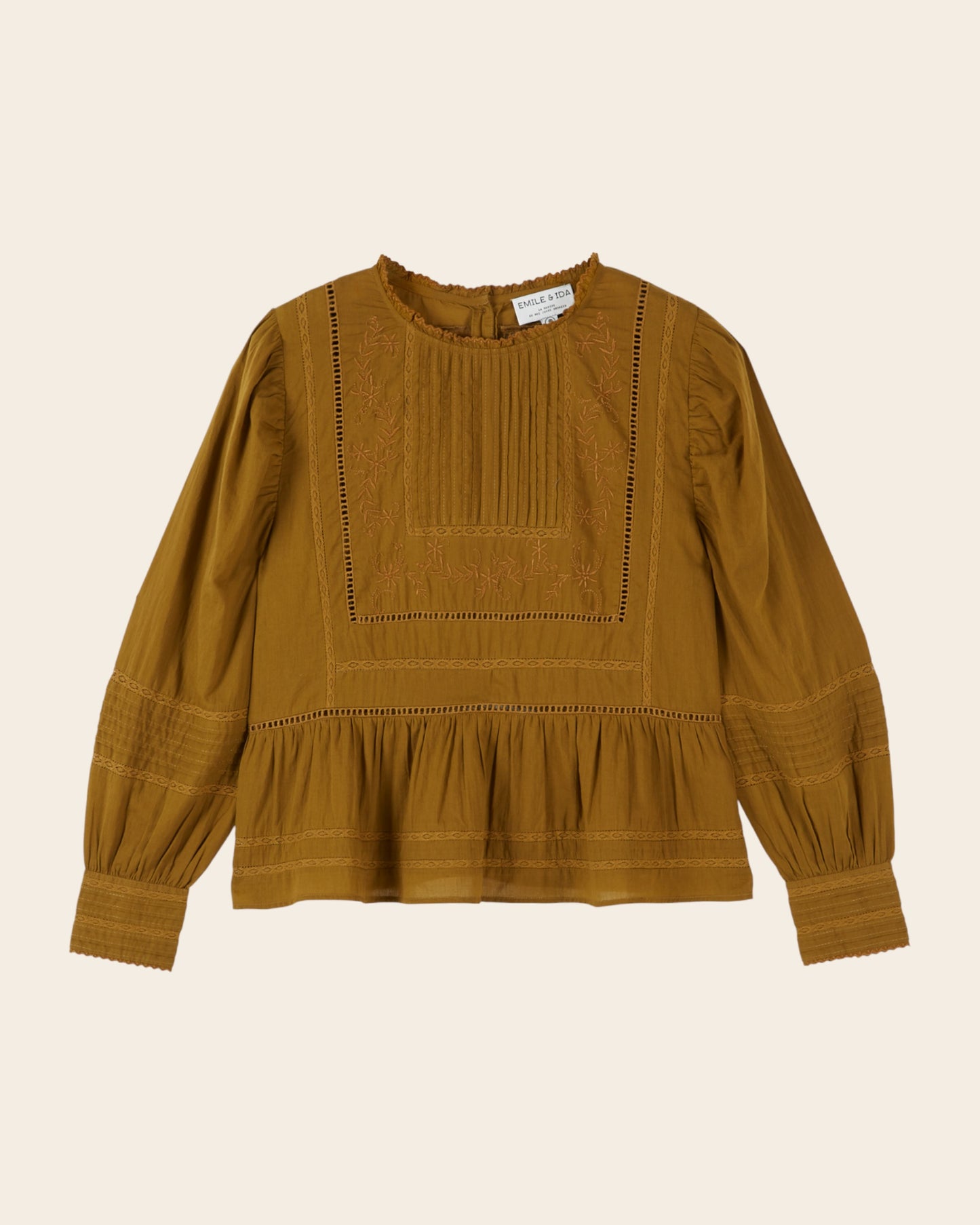 Blouse - Vintage brodée olive