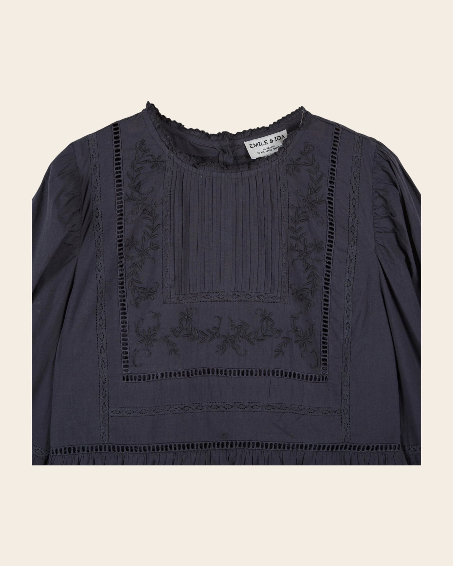 Blouse - Vintage brodée gris anthracite