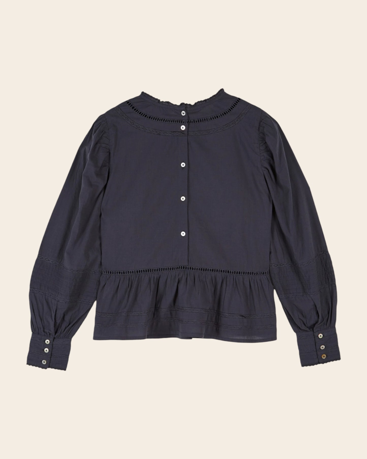 Blouse - Vintage brodée gris anthracite