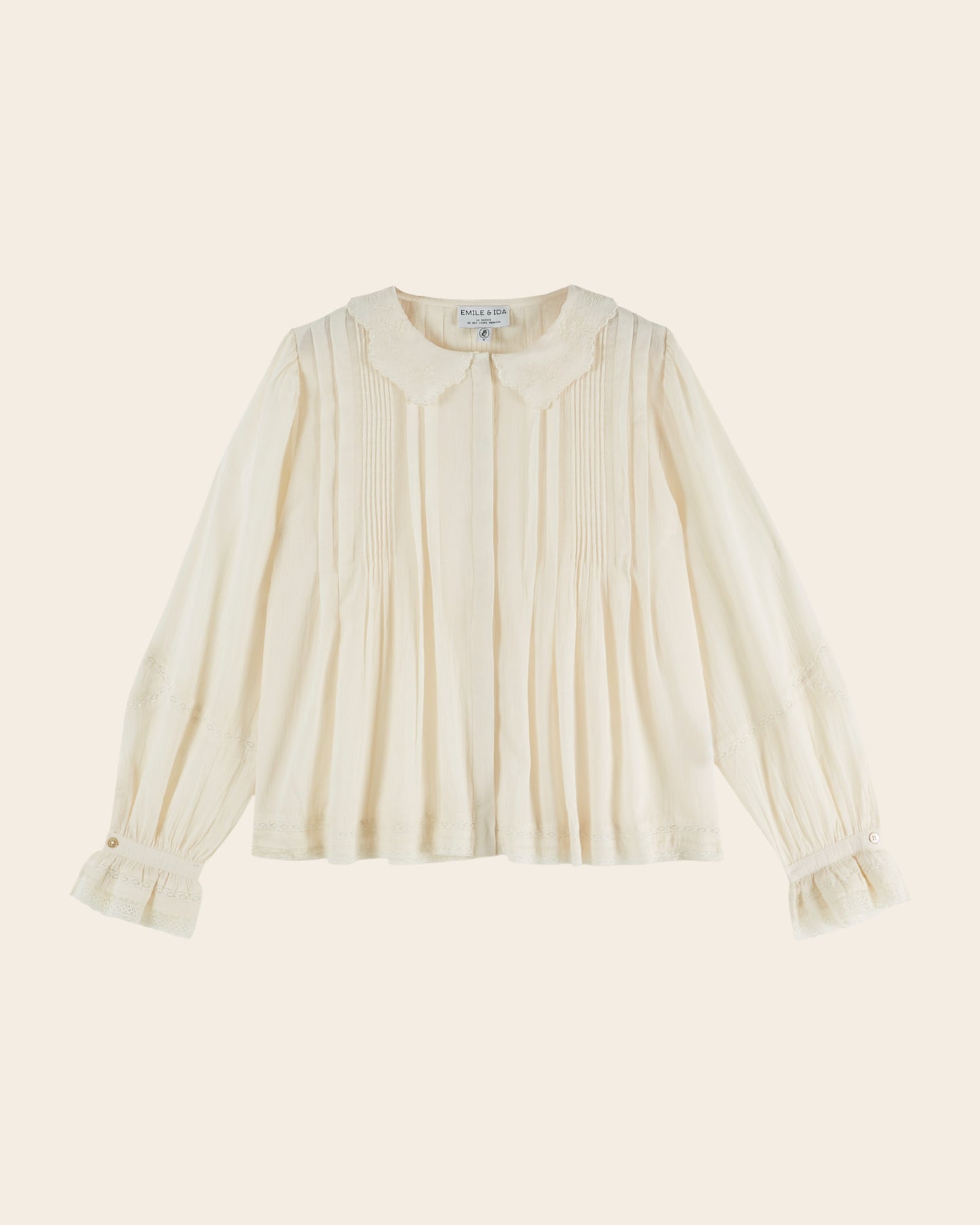 Blouse - Dentelle col brodé écru