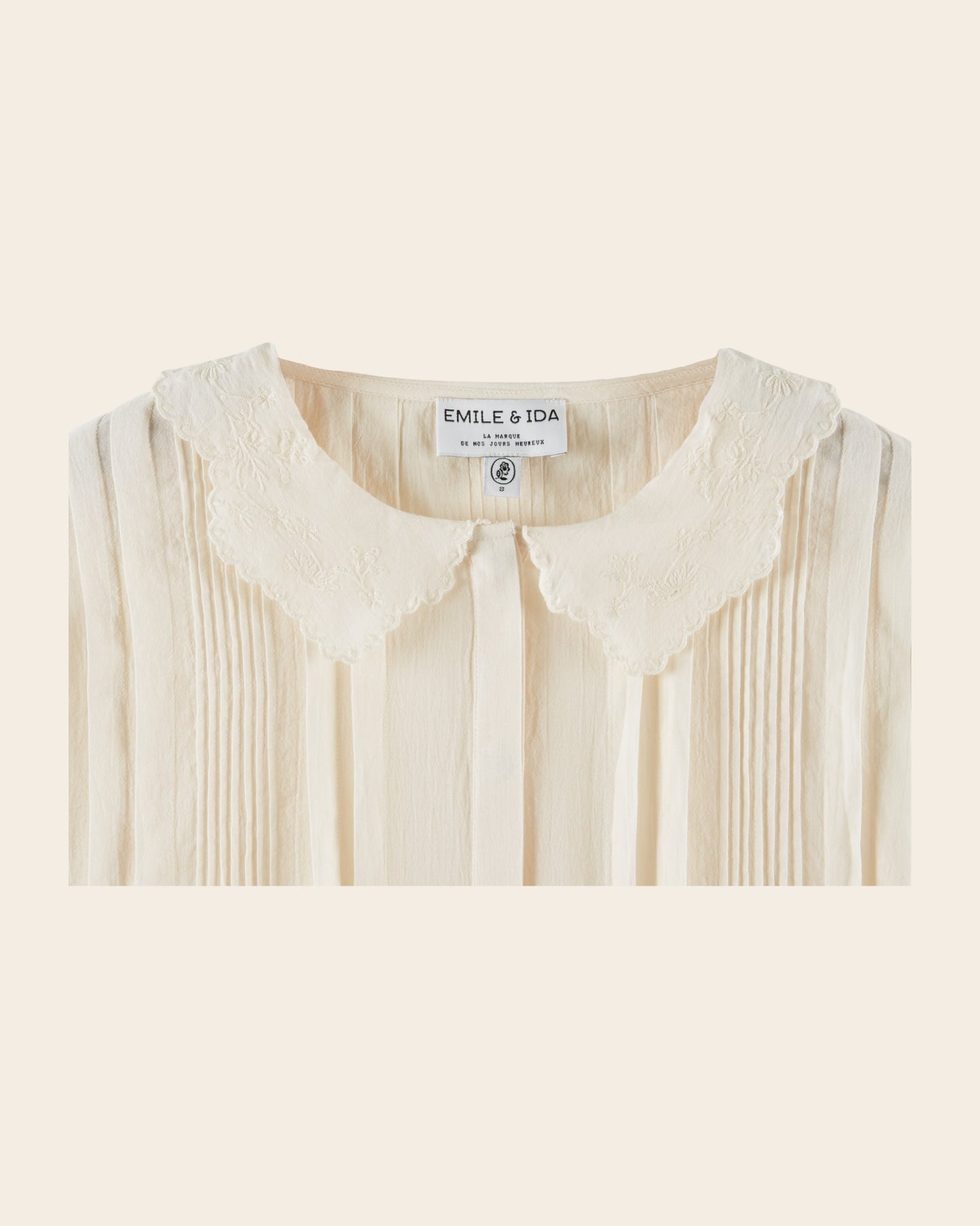 Blouse - Dentelle col brodé écru
