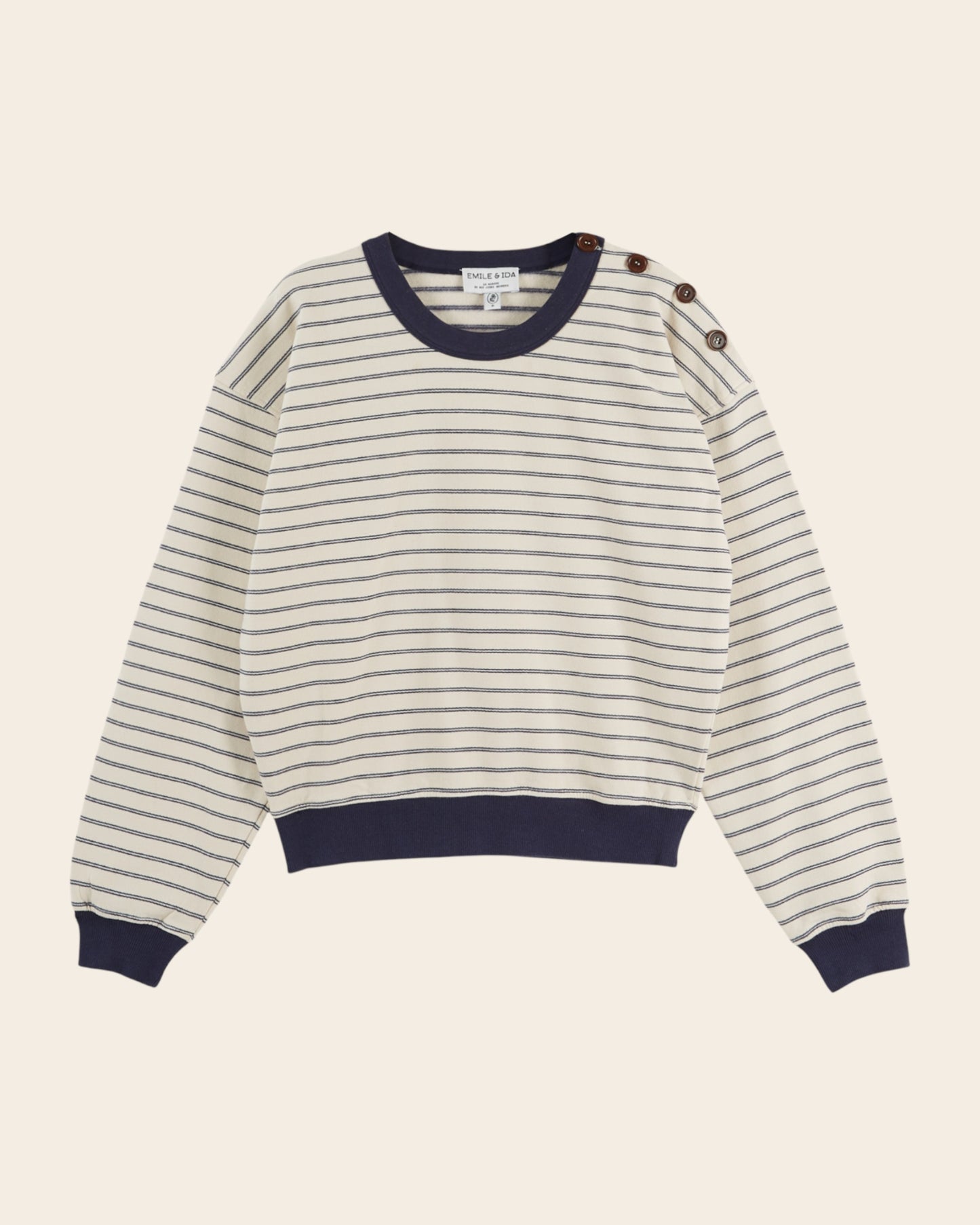 Sweat - Rayé marine et écru