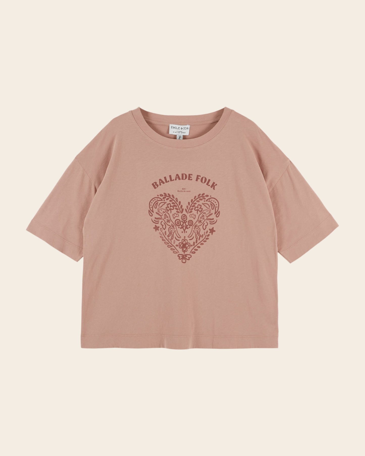 T-shirt - Oversize Ballade Folk rose