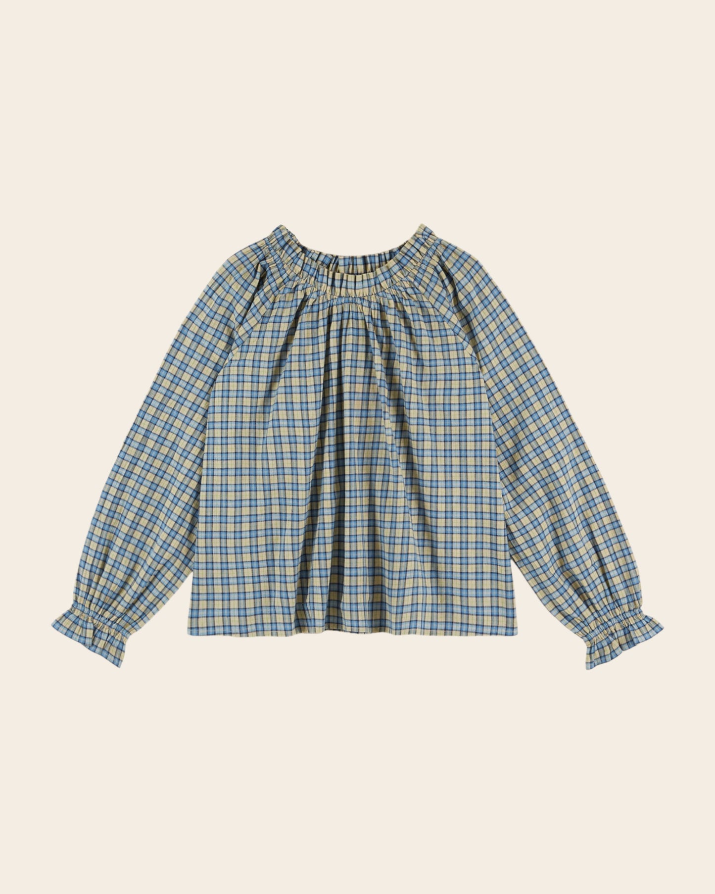 Blouse - Oversize carreaux bleu et beige