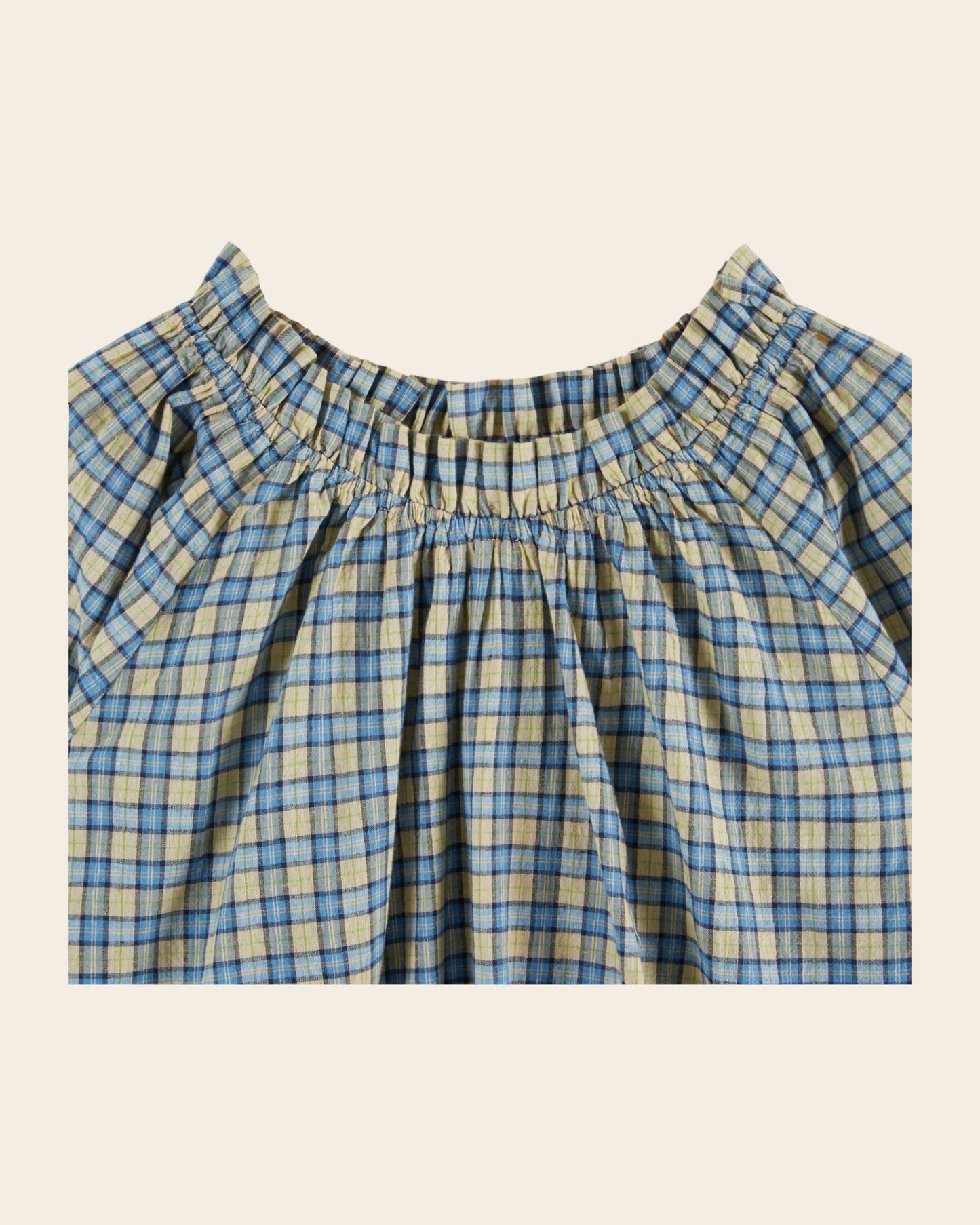 Blouse - Oversize carreaux bleu et beige