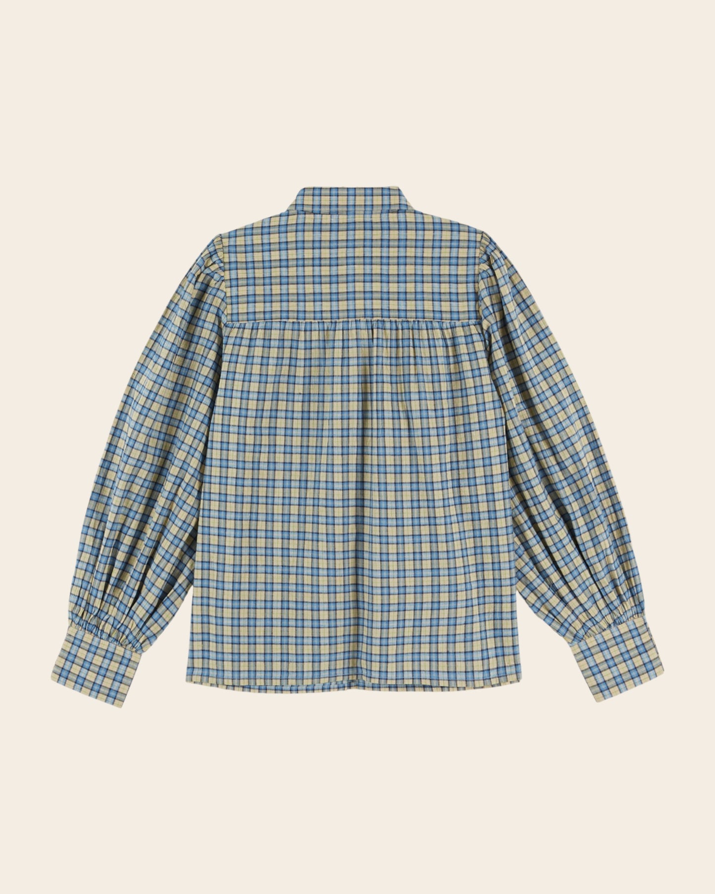 Blouse - Carreaux bleu et beige