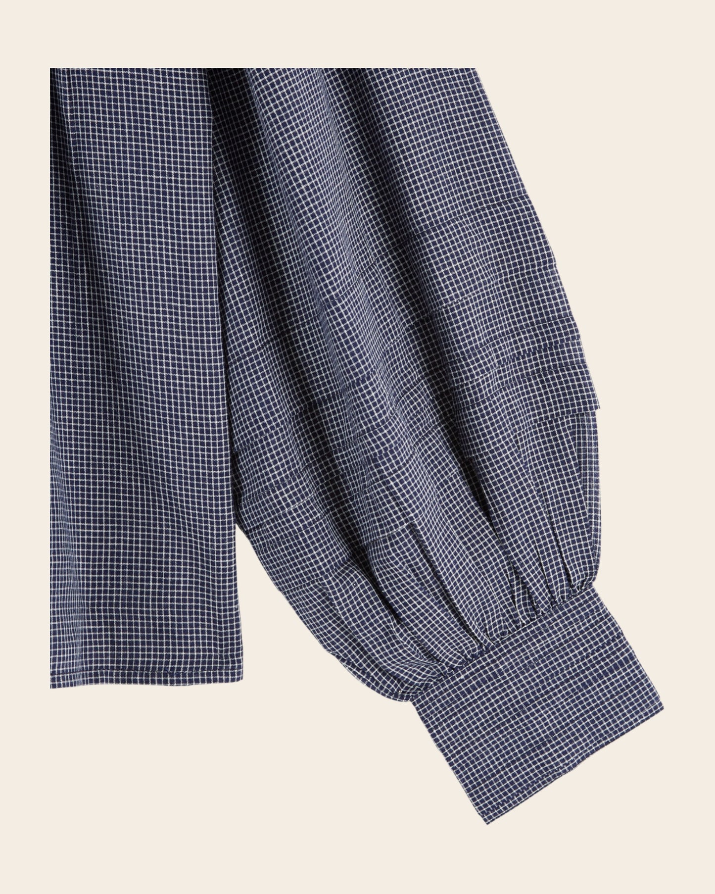Blouse - Carreaux khadi volanté marine