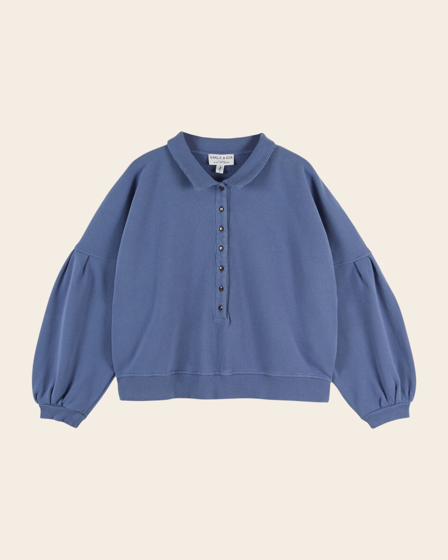 Sweat polo - Boutonné bleu