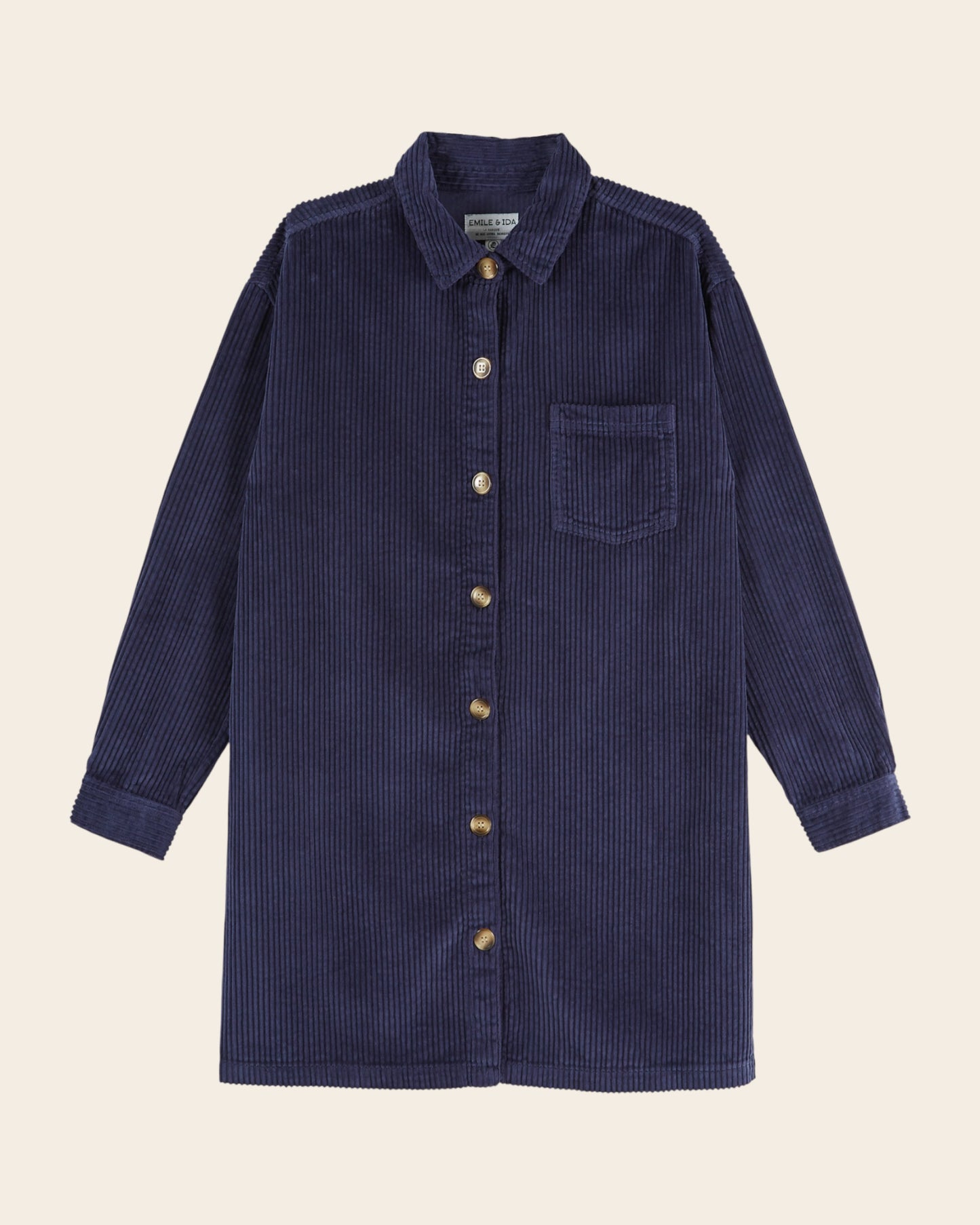 Robe chemise - Velours bleu indigo