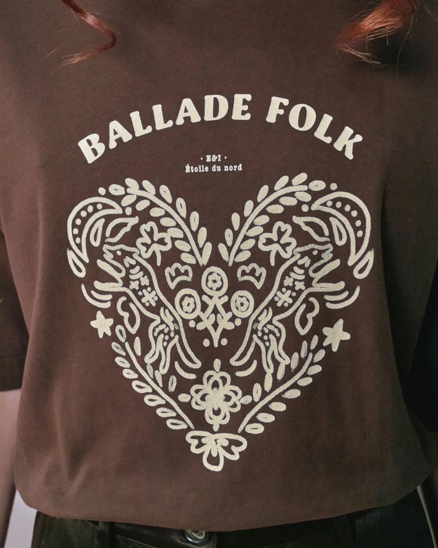 T-shirt - Oversize Ballade Folk marron