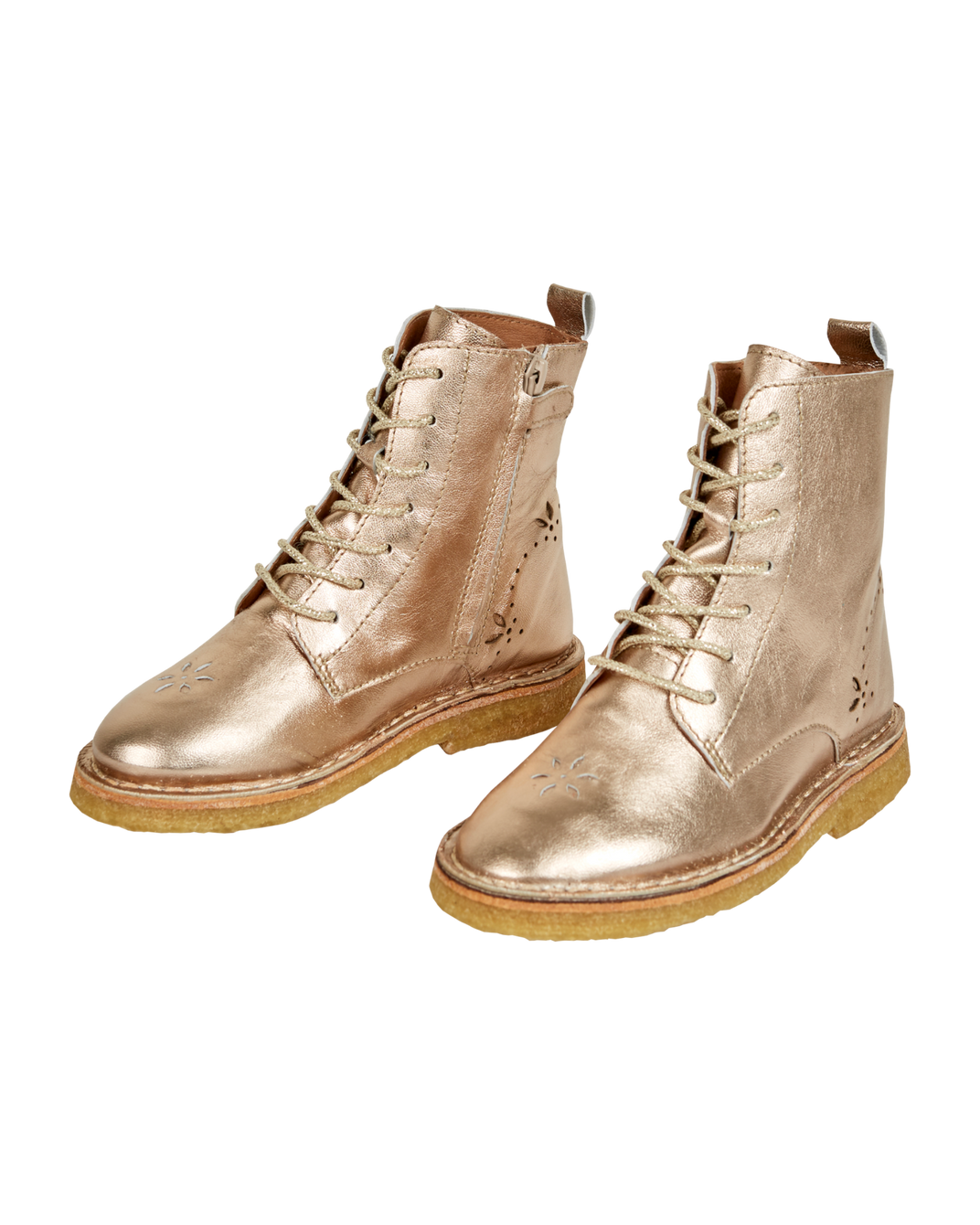 Boots à lacets - Cuir doré