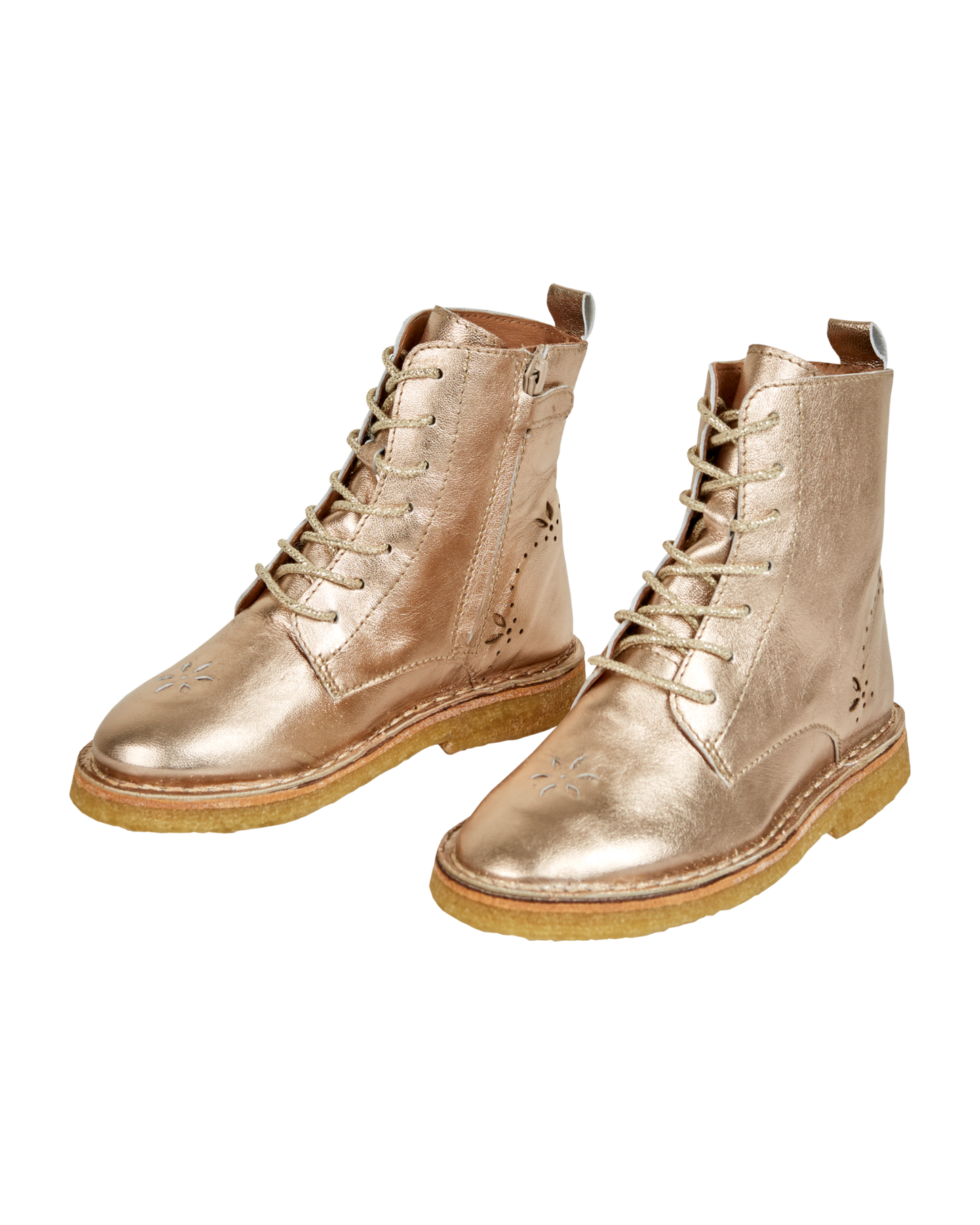 Boots à lacets - Cuir doré