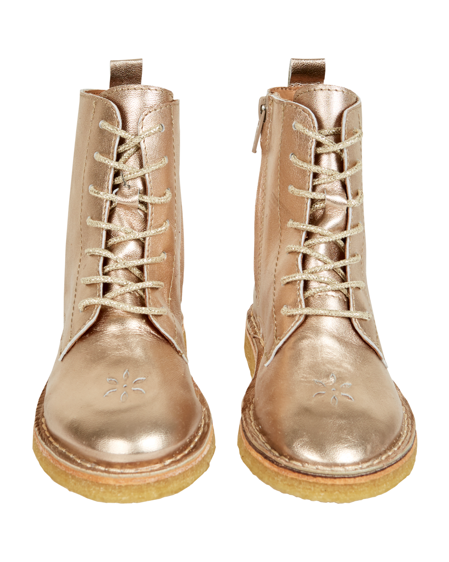 Boots à lacets - Cuir doré