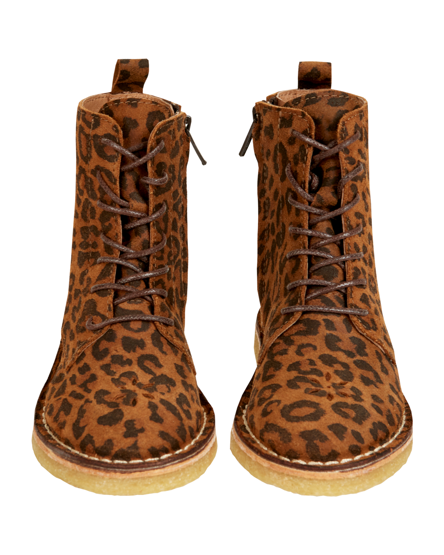 Boots à lacets - Cuir léopard brun