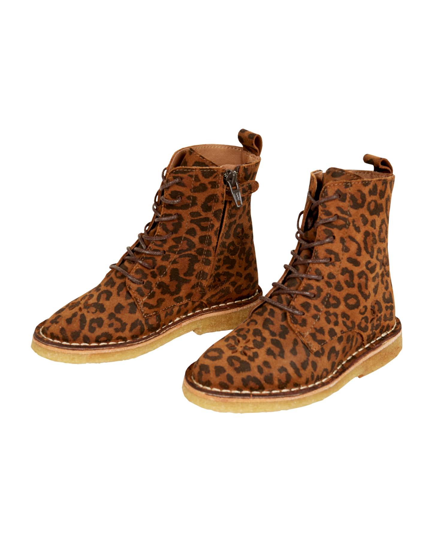 Boots à lacets - Cuir léopard brun