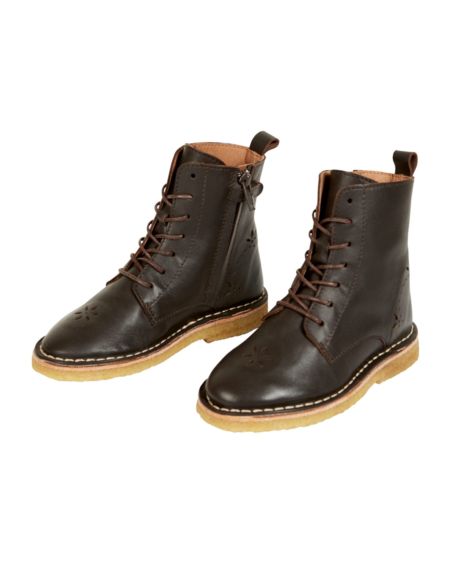 Cocoa leather lace-up boots