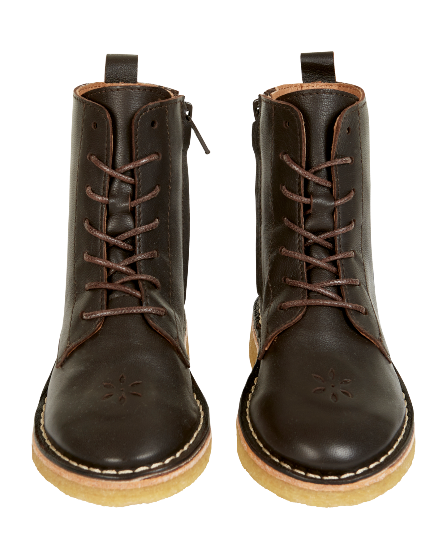 Cocoa leather lace-up boots