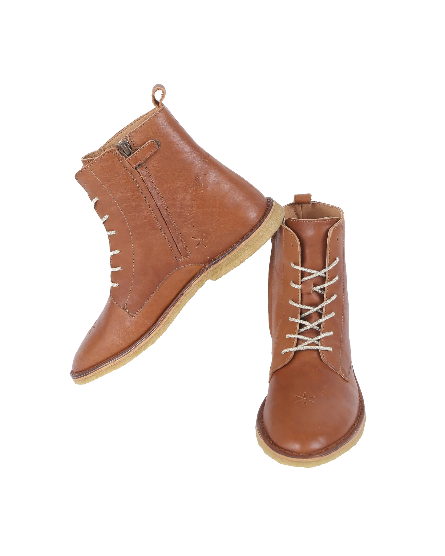 Boots à lacets - Cuir cognac