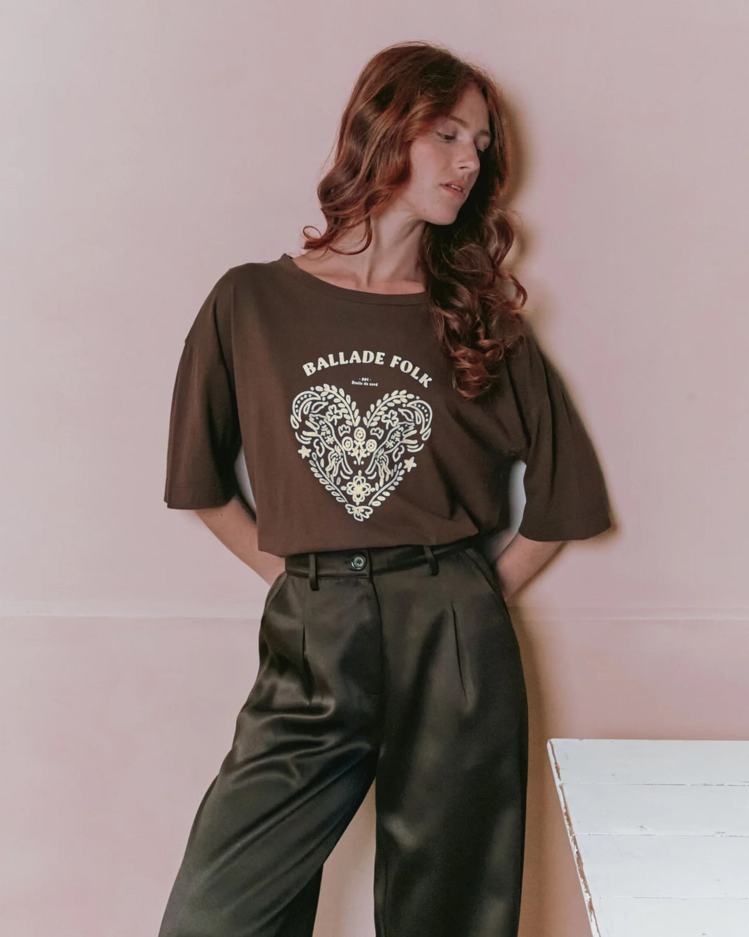 T-shirt - Oversize Ballade Folk marron