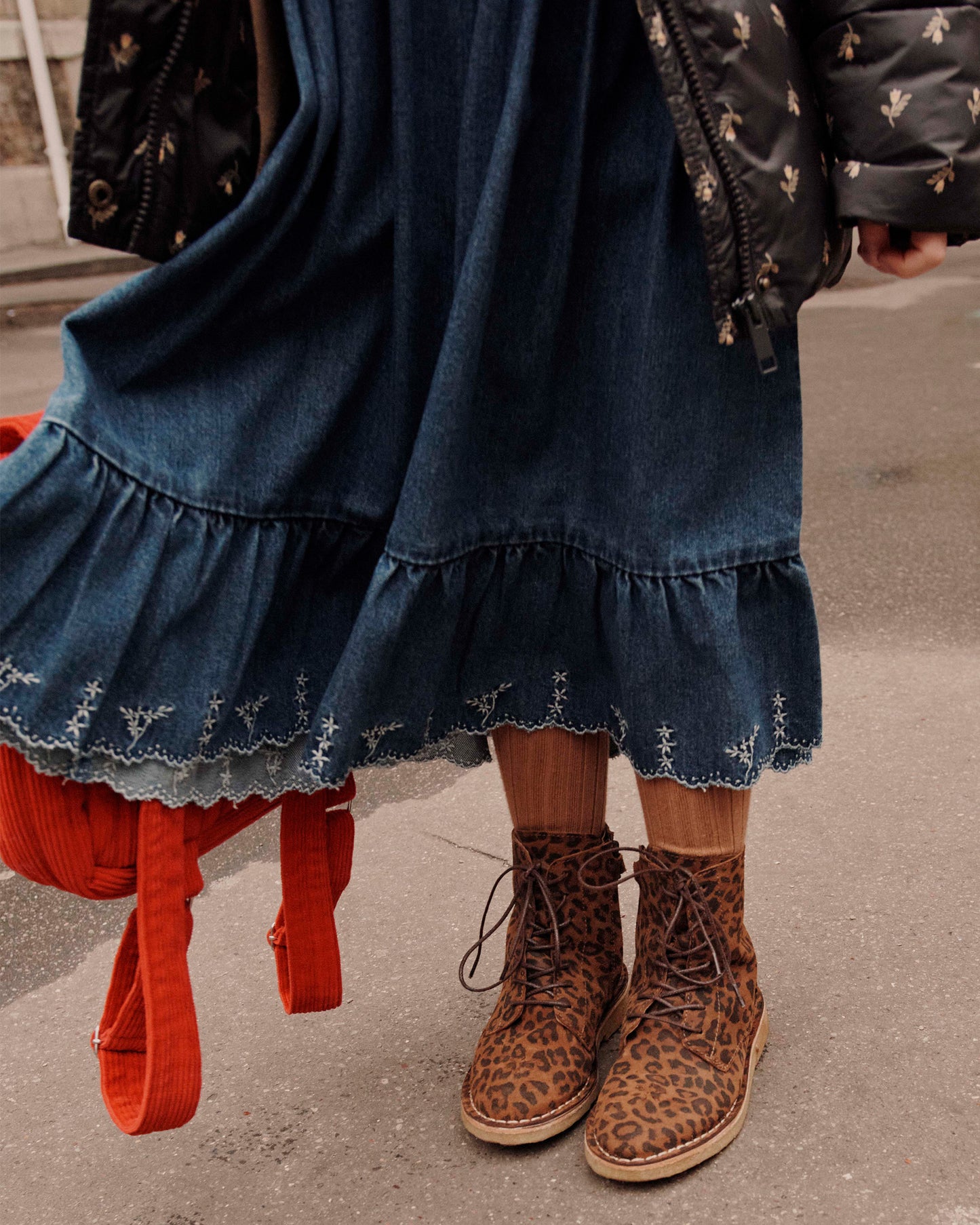 Boots à lacets - Cuir léopard brun